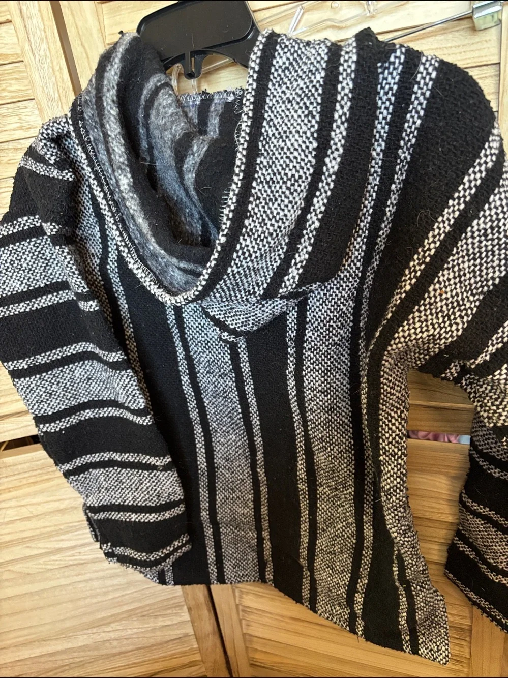 Kids Oversized Black & White Baja Hoodie Medium